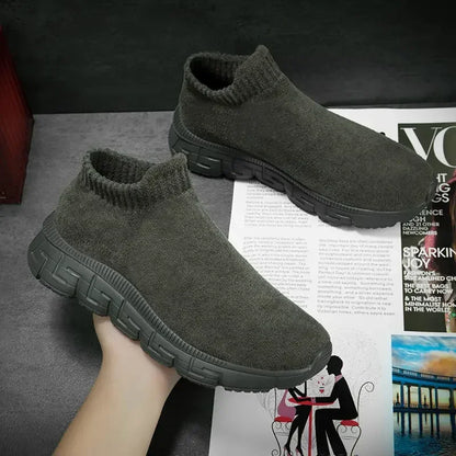 Women's Sock Sneakers - High-Top Stretch Knit - Slip-On Chunky Sole - Casual Comfort