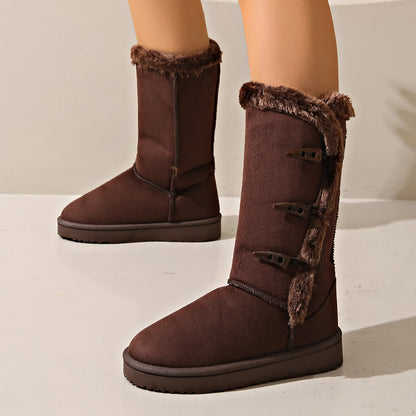 Women's platform snow boots mid-calf warm winter shoes