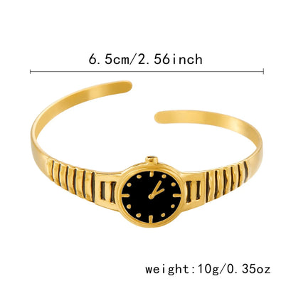 Thea Slip-On Bangle Bracelet | Wristwatch Design Ribbed Band Bangle Bracelet