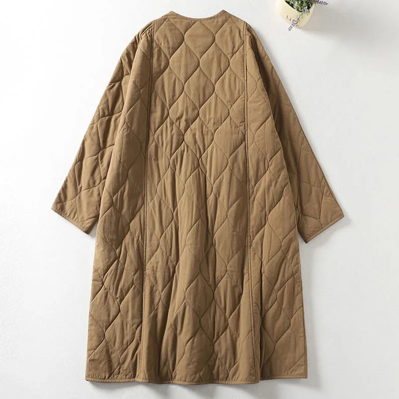 Cotton Blend Oversized Fit Collarless Coat