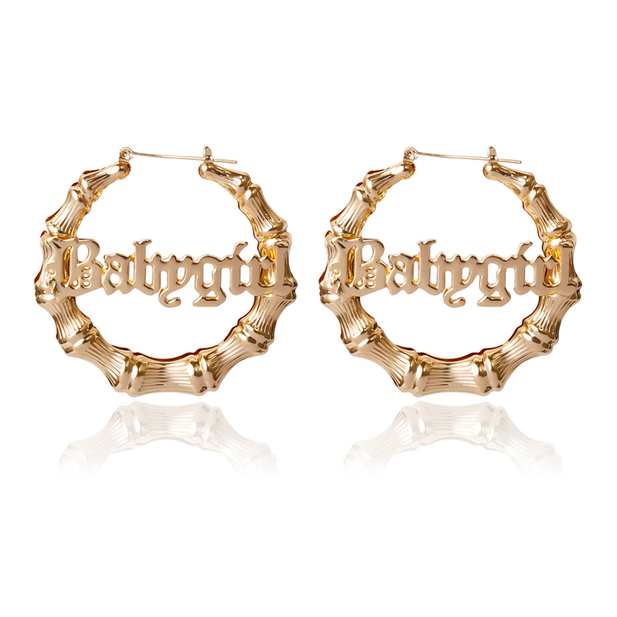 Women's bamboo "babygirl" hoop earrings