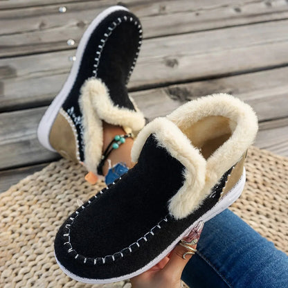 Women’s Ankle Boots – Felt Upper – Faux Fur Lined – Slip-On – Casual Fit