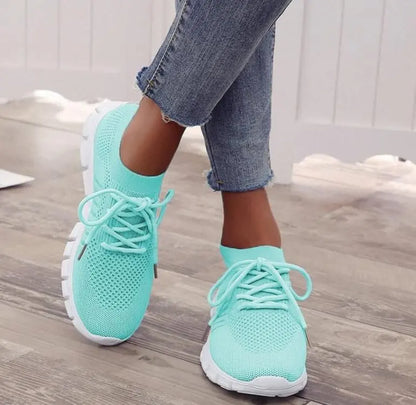 Women's Knit Sneakers - Breathable Lightweight - Sock-Like Fit - Cushioned Sole