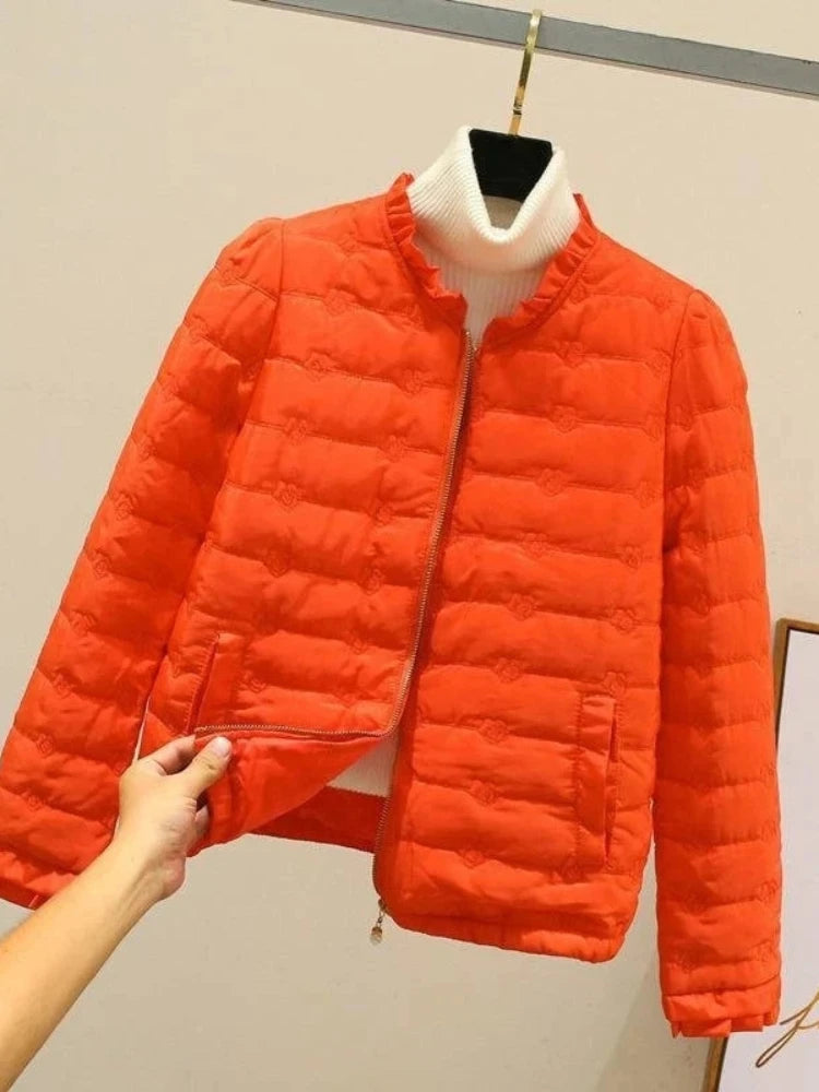 Women's casual lightweight ruffle-hem jacket