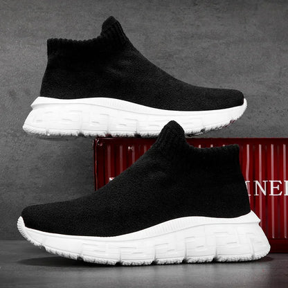 Women's Sock Sneakers - High-Top Stretch Knit - Slip-On Chunky Sole - Casual Comfort