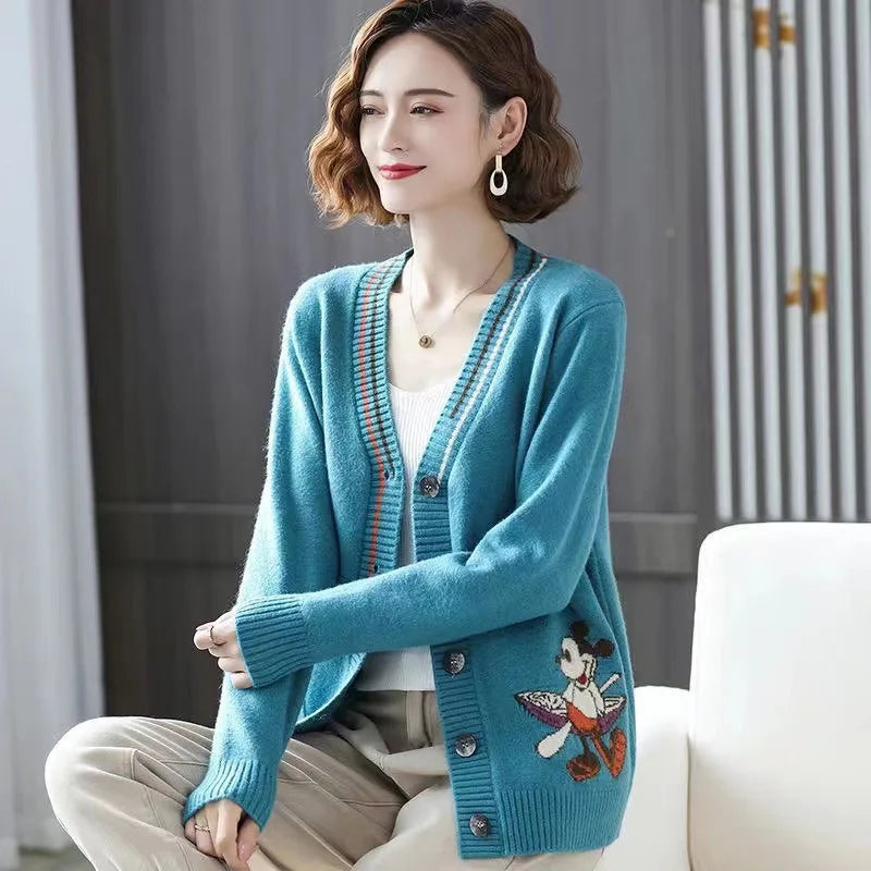 Women's retro character jacquard sweater
