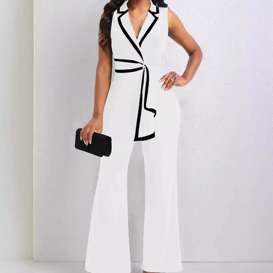 Elegant Tie Waist Flare Jumpsuit