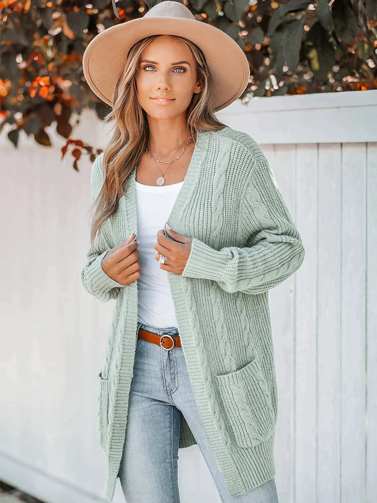 Women's trendy long sleeve casual vest