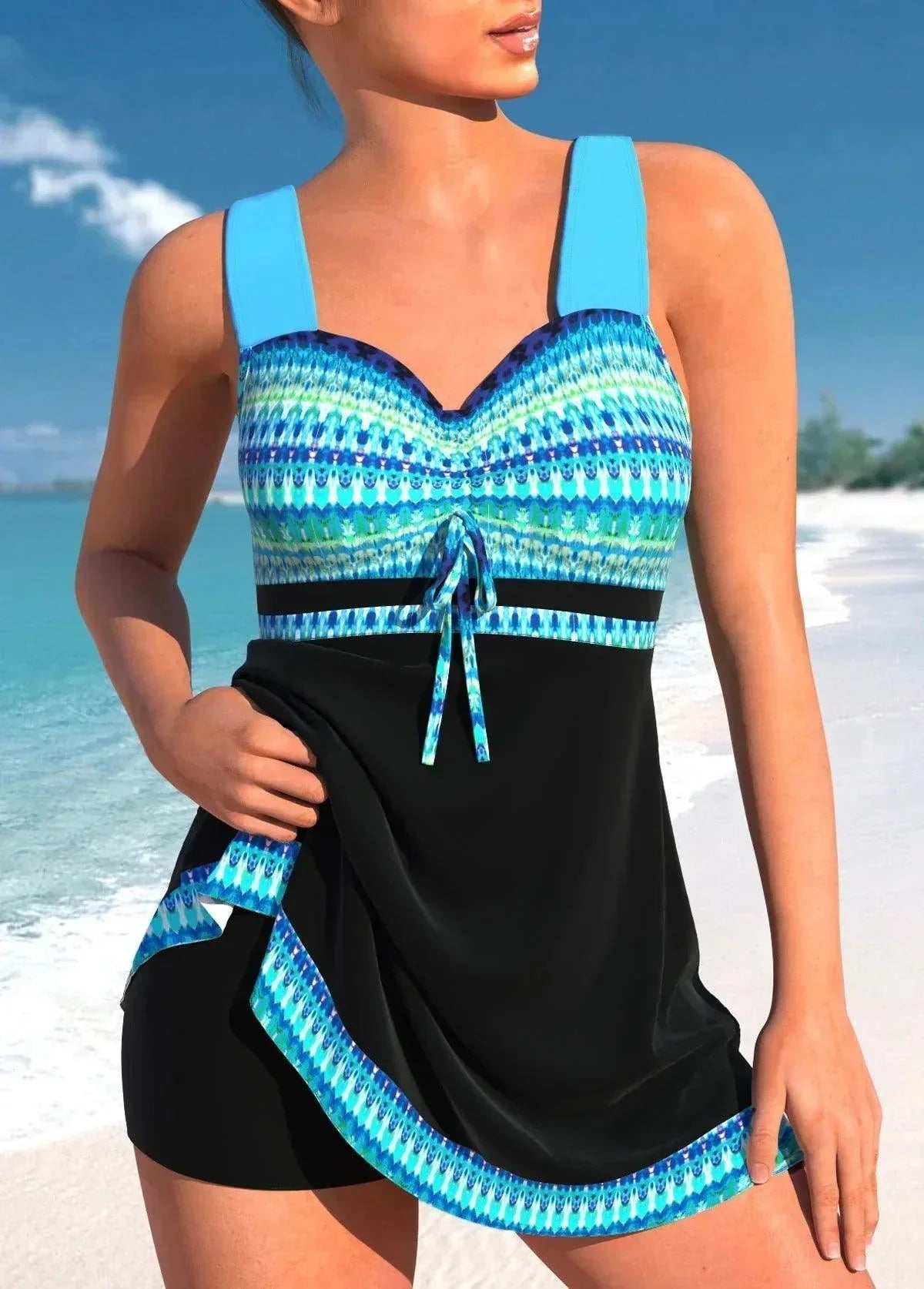 Tummy Control Breathable Tankini Swim Set