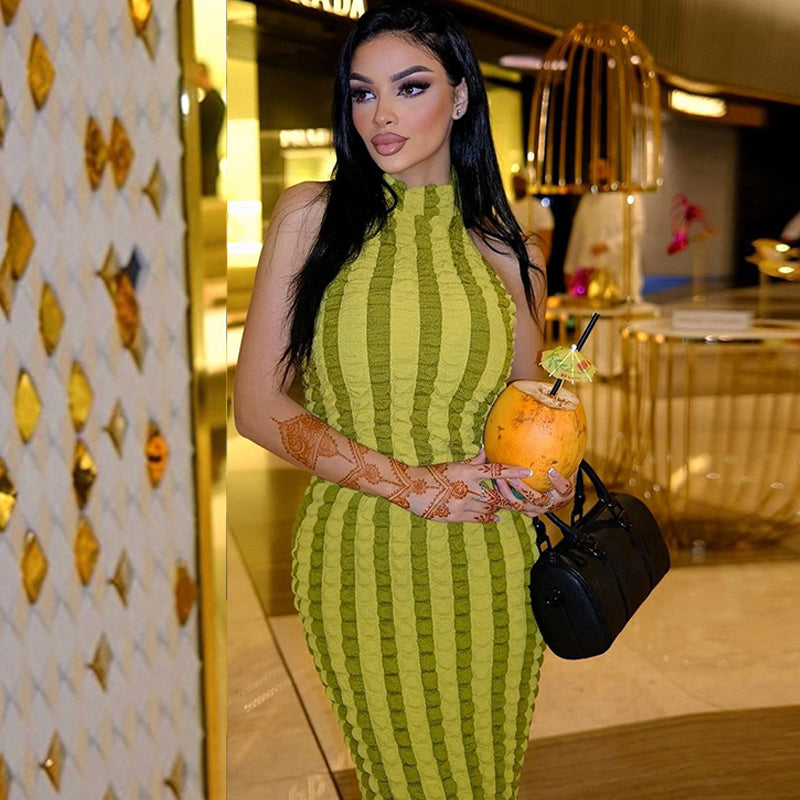 Sleeveless High Neck Dress