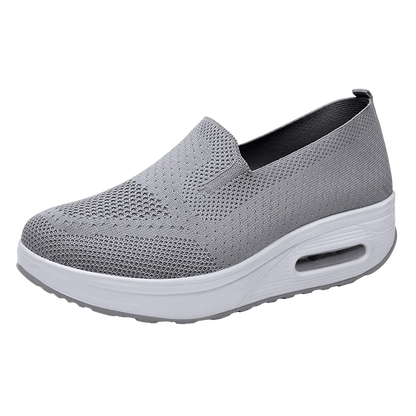 Women's Slip-On Sneakers - Breathable Knit Fabric - Air Cushion Platform Sole
