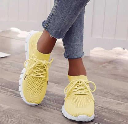 Women's Knit Sneakers - Breathable Lightweight - Sock-Like Fit - Cushioned Sole