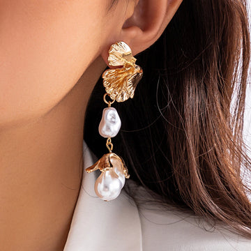 Elegant irregular petal flower drop earrings for women