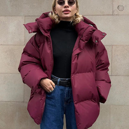 Women's oversized puff hooded jacket