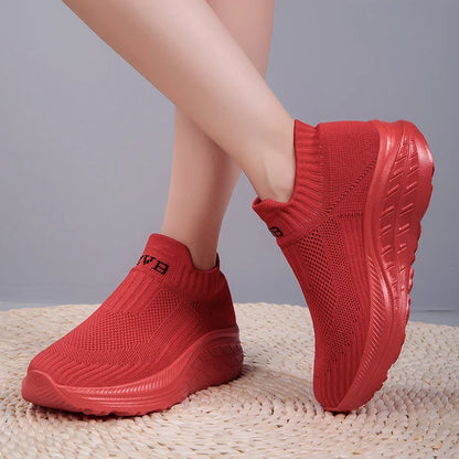 Women’s Slip-On Sneakers - Breathable Knit Upper - Lightweight Casual Shoes