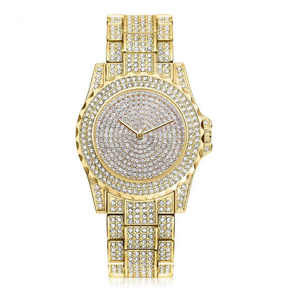 Sparkling rose gold crystal-studded women's luxury watch