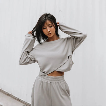 Women's autumn winter sports leisure sweater two-piece set