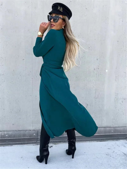 Women's long skirt cardigan swing dress