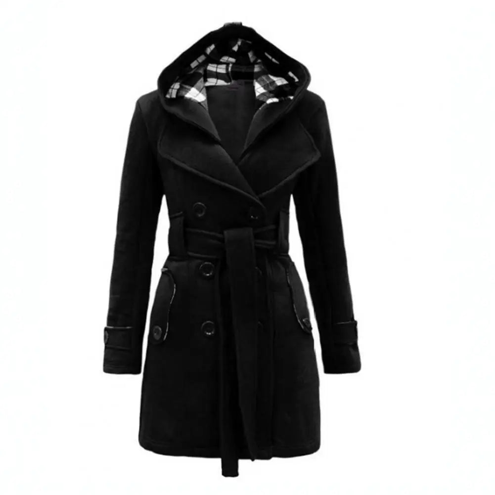 Women's plaid woolen overcoat