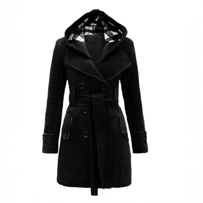 Women's plaid woolen overcoat