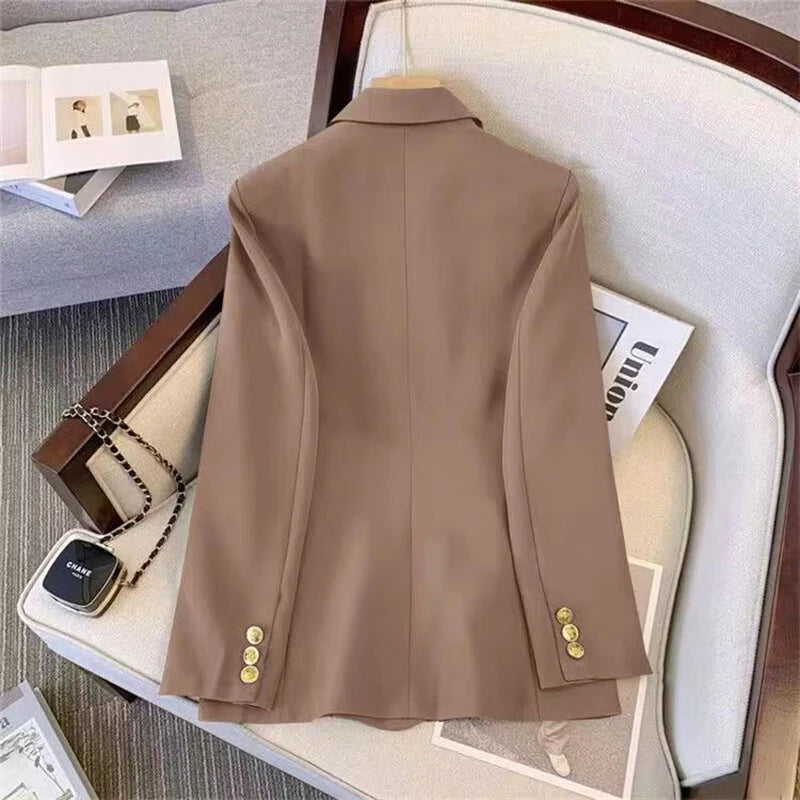 Elegant women's basic suit single button blazer