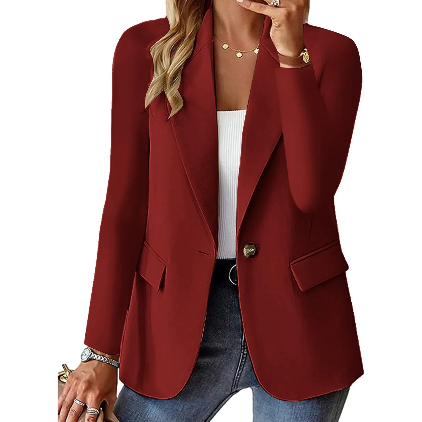 Elegant women's slim long sleeve blazer
