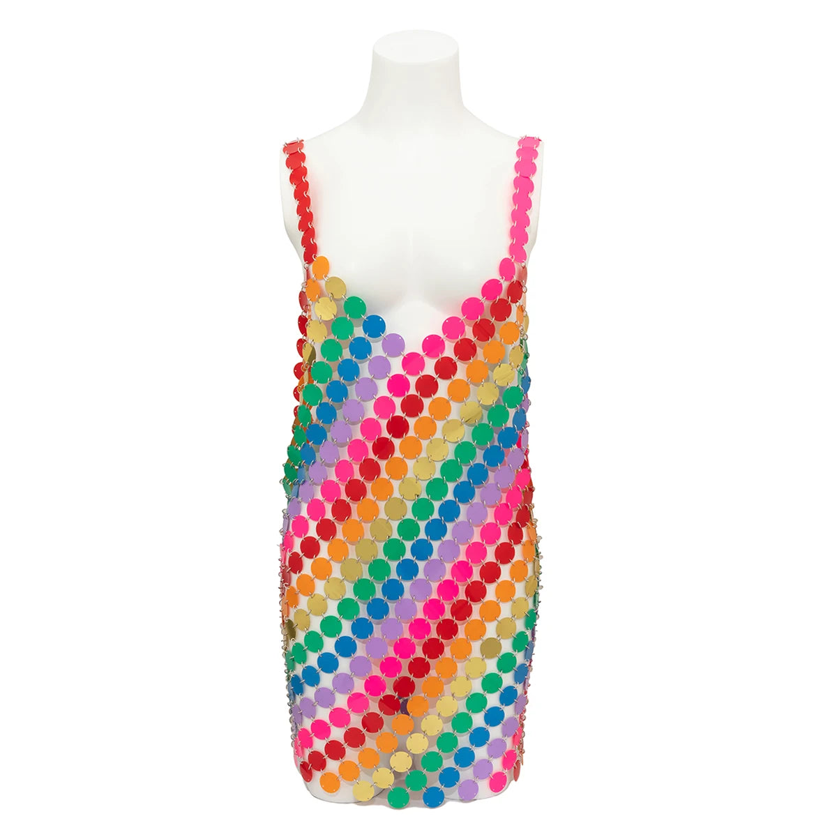 Women's Sequin Mini Dress - Sleeveless Mesh Design - Party & Festival Wear