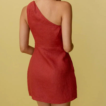 Women’s One-Shoulder Dress – Fitted Silhouette – Elegant Asymmetrical Design