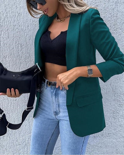 Women's casual office blazer with front pockets