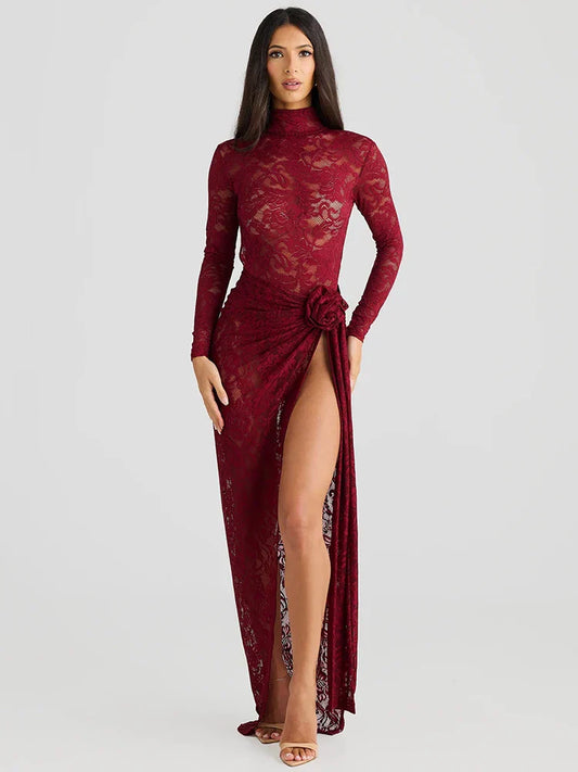 Lace Bodycon Floral Applique Slip Dress