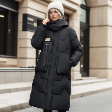 Women's long hooded winter parka thicken padded coat