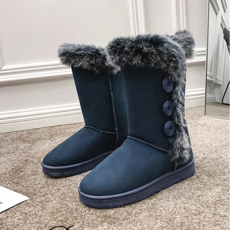 Women's waterproof winter slip-on snow boots