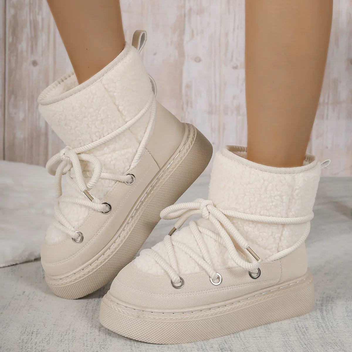 Women's winter boots non-slip warm lace-up