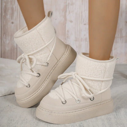 Women's winter boots non-slip warm lace-up