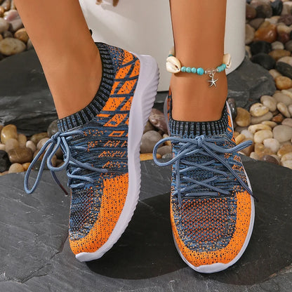 Women's Knit Sneakers - Breathable Slip-On - Lightweight Cushioned Sole
