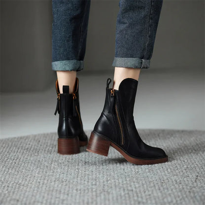 Isla Regular Fit Ankle Boots | Tassel Accent Chunky Sole Ankle Boots