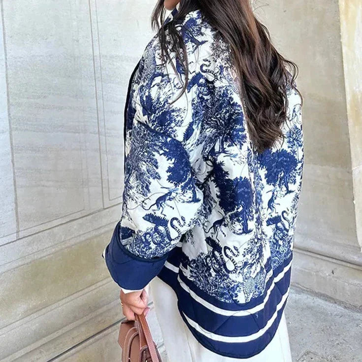 Women's porcelain pattern loose coat