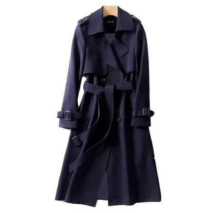 Women's double-breasted long trench spring coat