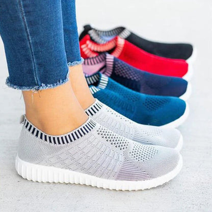 Women's Slip-On Sneakers - Breathable Knit Upper - Lightweight Cushioned Sole