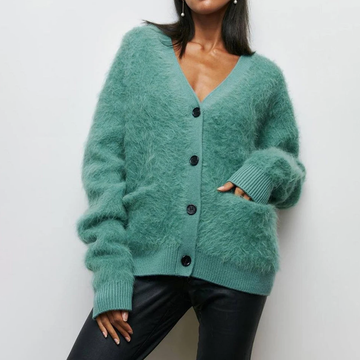 Women's thick fur long hair cardigan jacket