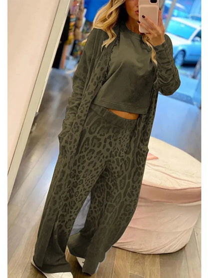 Women's leopard print long sleeve cardigan jacket