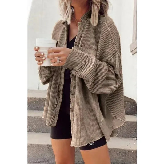 Corduroy Button Down Casual Long Sleeve Shirt