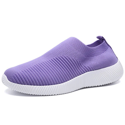 Women's Slip-On Sneakers - Breathable Knit - Lightweight Cushioned Sole - Casual Wear