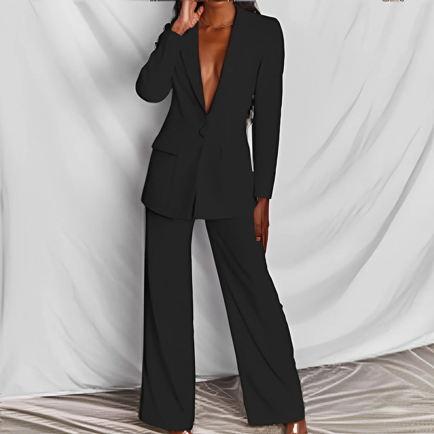 Women's urban elegant blazer two-piece set