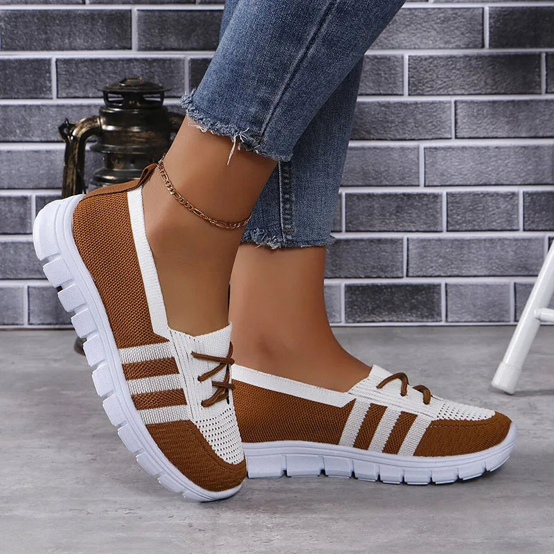 Women's Slip-On Sneakers - Breathable Knit Upper - Lightweight Casual Comfort