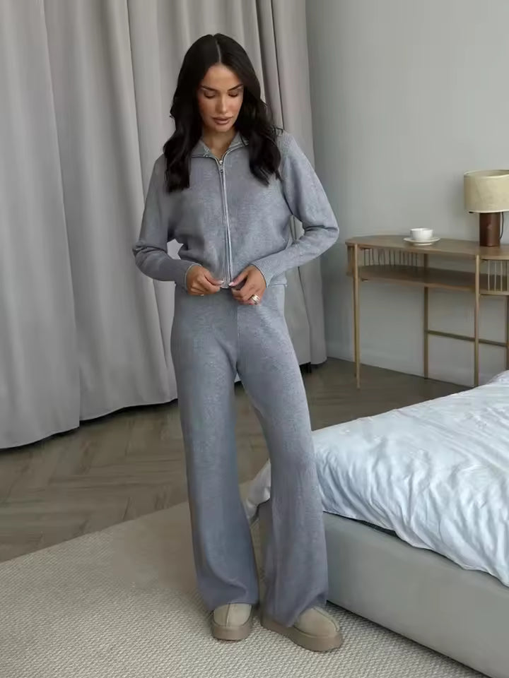 Relaxed Fit Knit Two-Piece Pants Set 