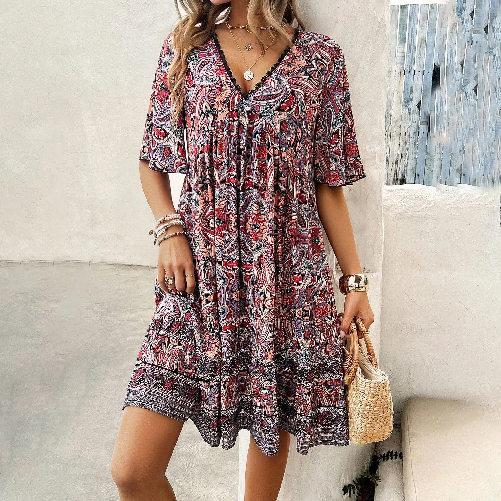 Lightweight Relaxed Fit Bohemian Cotton Dress