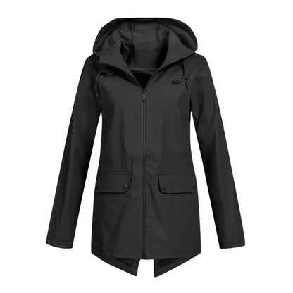 Women's hooded windproof mid-length coat