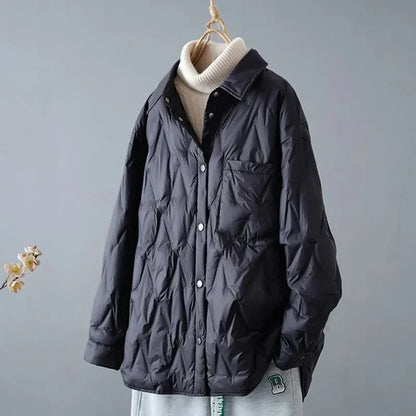 Women’s Quilted Shirt Jacket - Relaxed Fit - Button Front - Lightweight Layering Piece