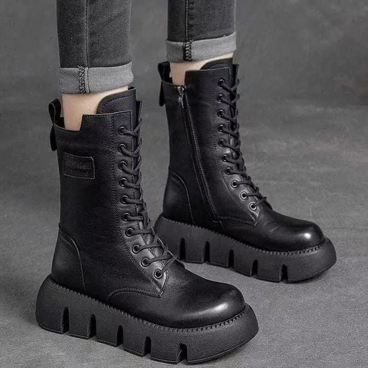 Women's thick-soled vintage boots